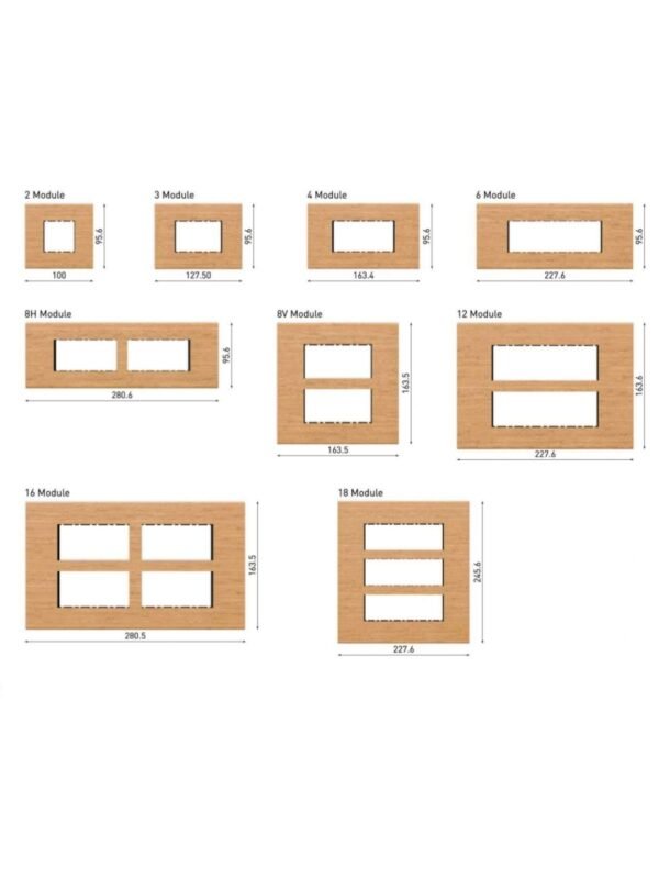 O7 Real Wood Cover Plates (Dimensions in mm)
