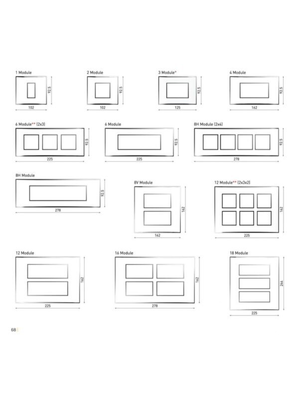 O9 Chromix Cover Plates (Dimensions in mm)